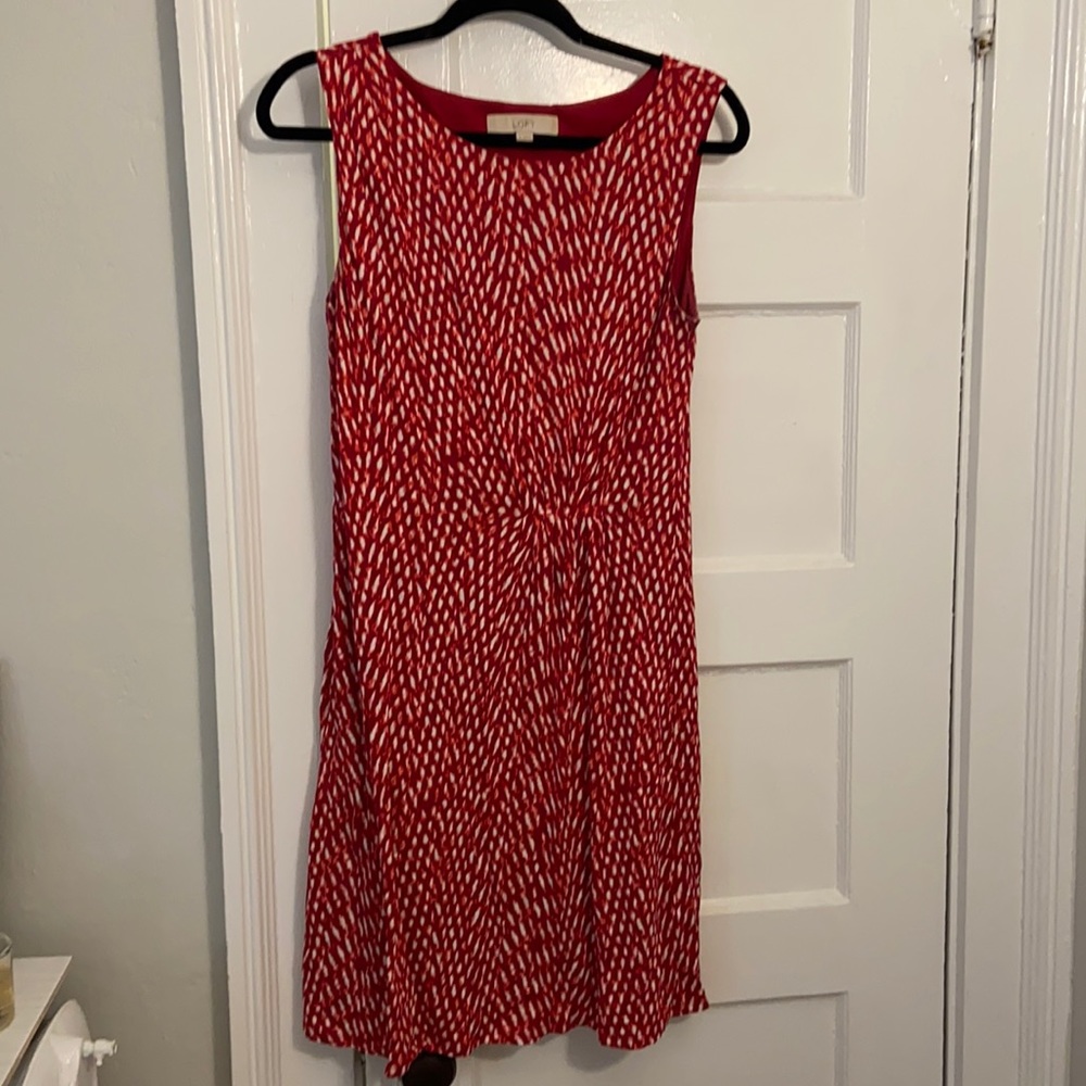 Loft Dark Pink Printed Sleeveless Dress